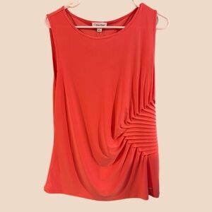 Calvin Klein Coral Blouse Size L Sleeveless Polyester and Spandex